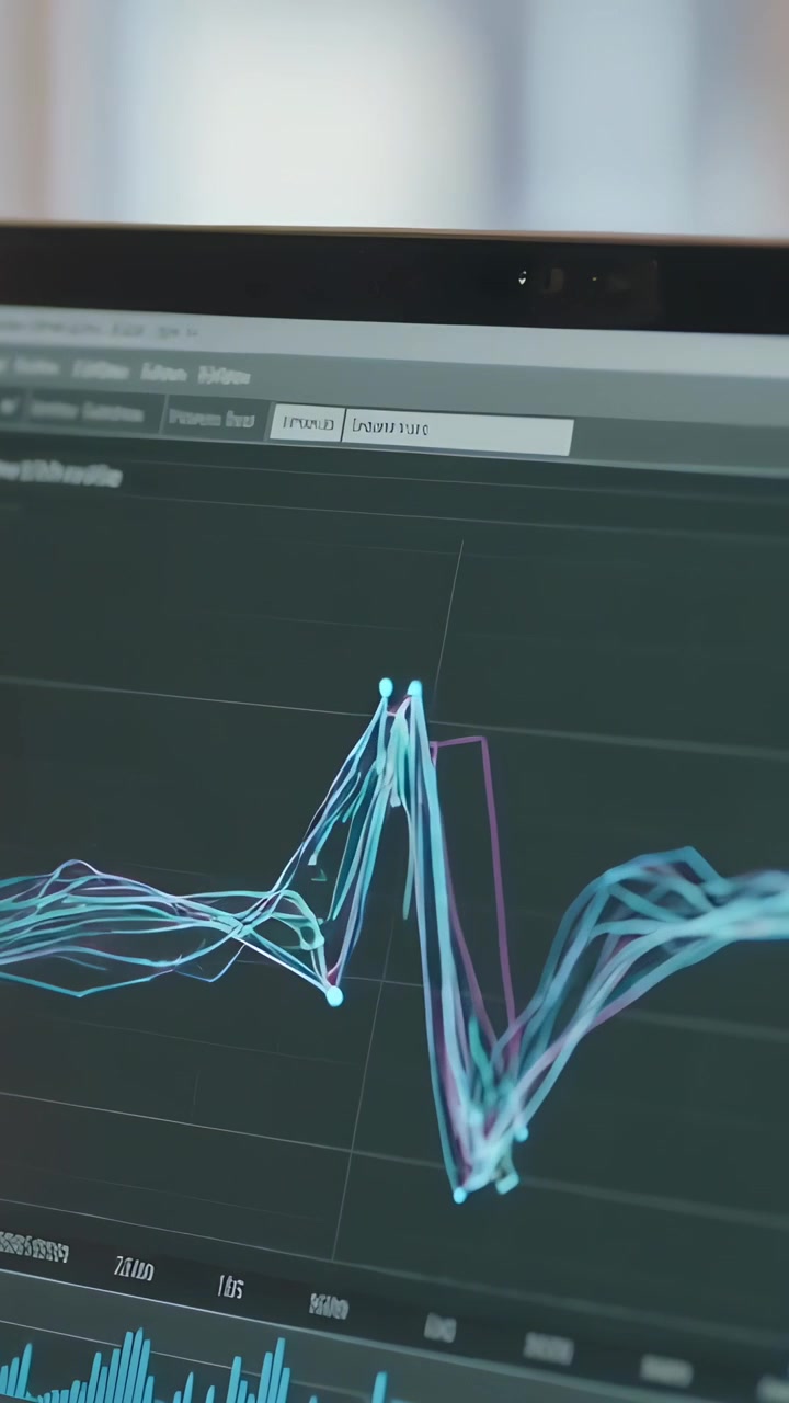 Vertical video: Opening cam focusing on computer monitor at desk tagging magenta box on trace spike