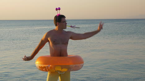 humorous dancing on the beach