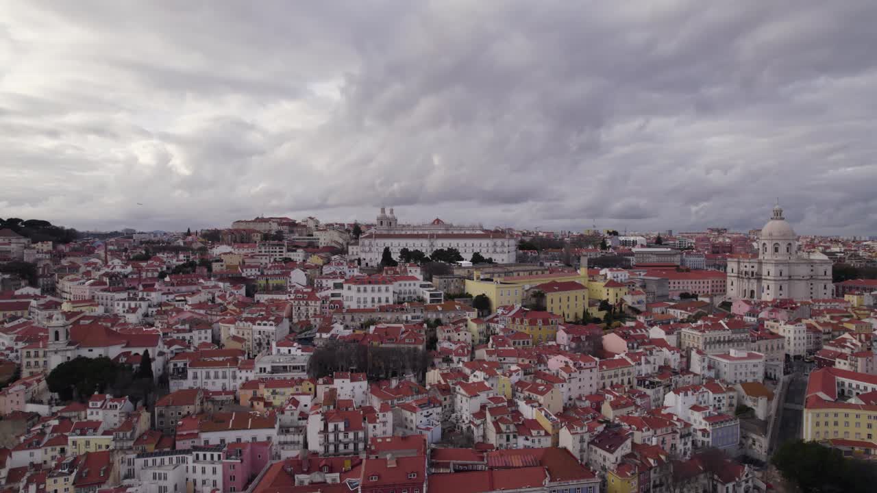 Aerial view of Lisbon cityscape with National Pantheon and S&atilde;o Vicente de Fora Church