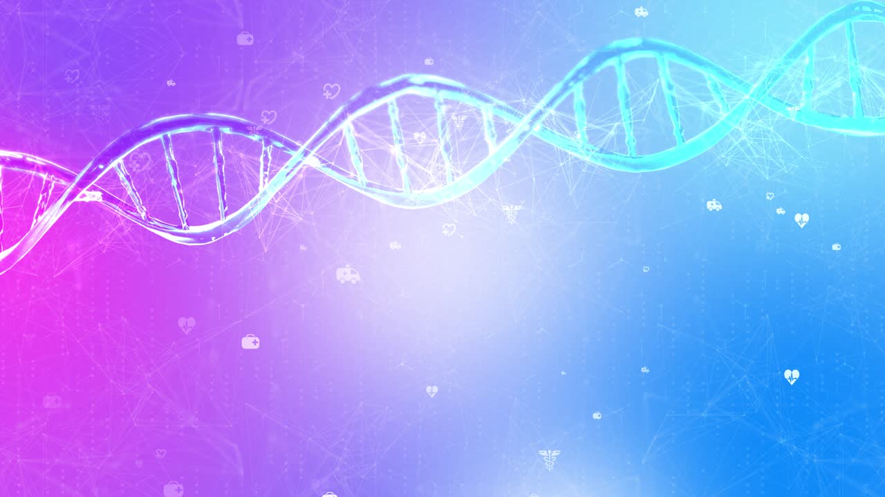 wireframe las moléculas de adn la estructura de la malla en el fondo de bucle azul suave 4k.