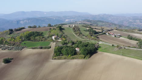 Wide-aerial-shot-of-a-medieval-tratturo-in-Molise-in-Italy