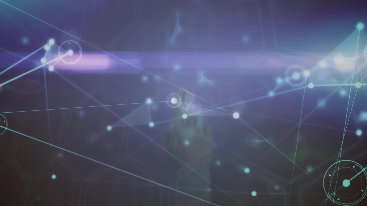 Animation of network of connections and 5g over navy background