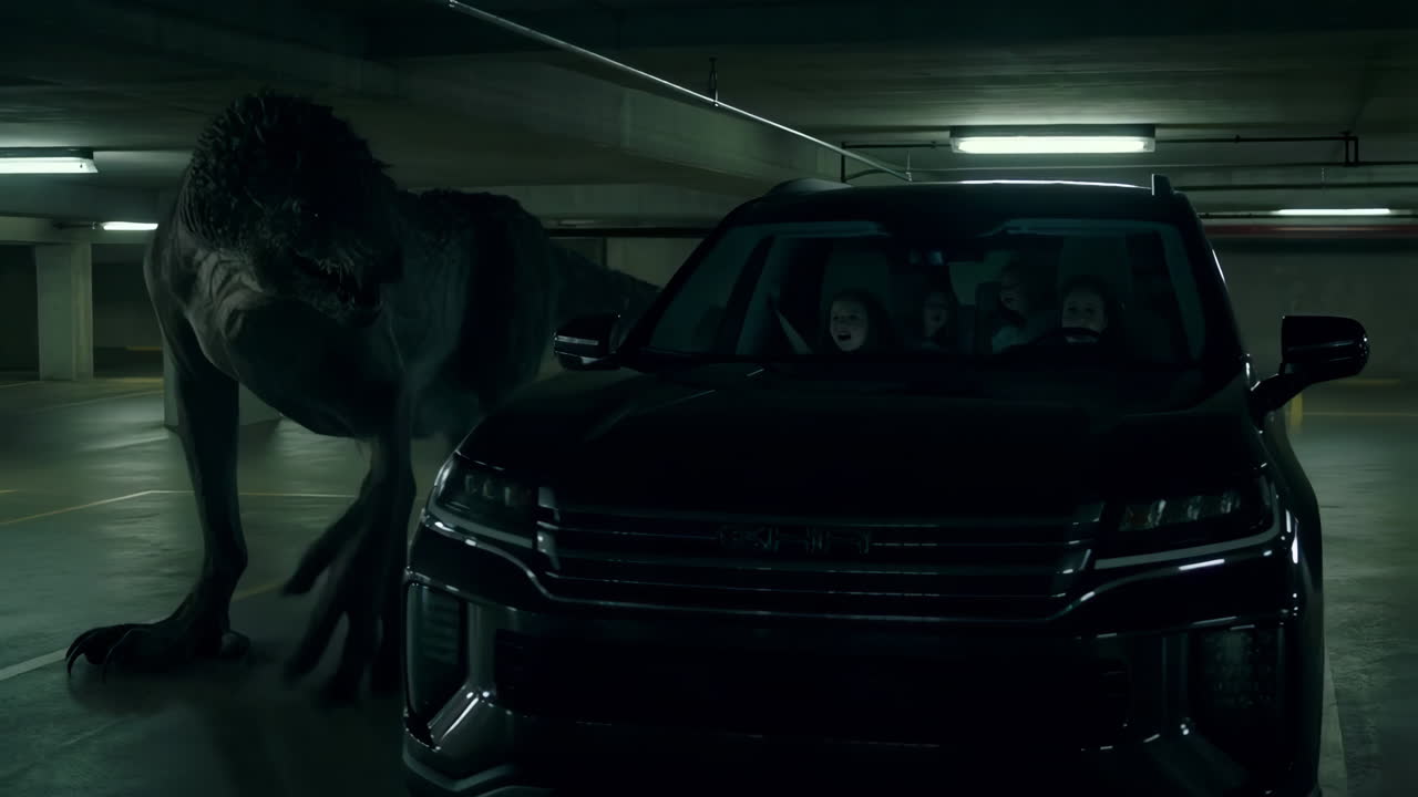 Dinosaur Ambush in Underground Parking