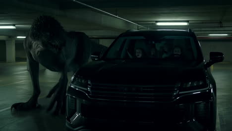 dinosaur ambush in underground parking
