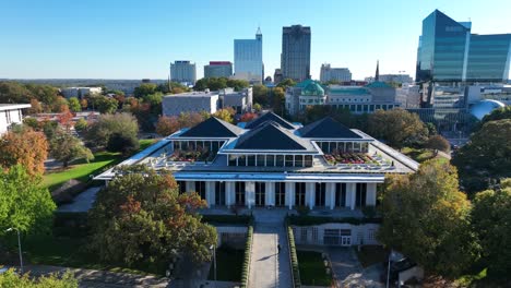 north carolina legislative building and downtown raleigh skyline with capitol complex