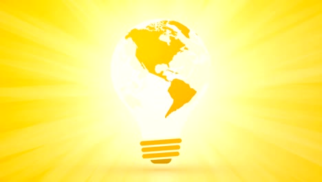 yellow light bulb with world heat temperature concept motion background loop