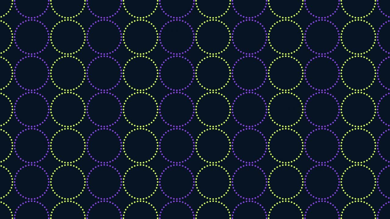Big purple and green neon rings pattern with dots