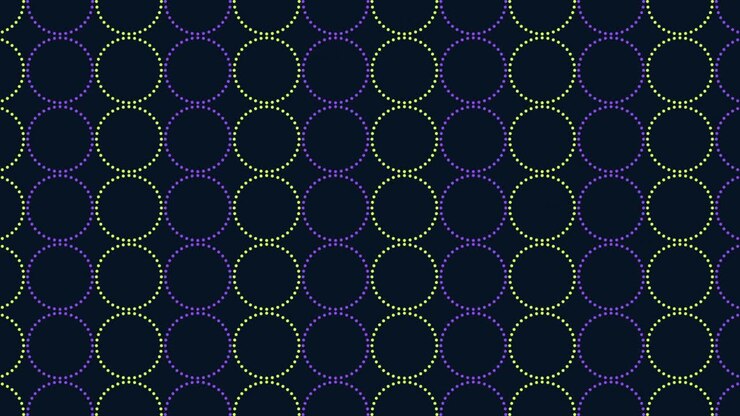 Big purple and green neon rings pattern with dots