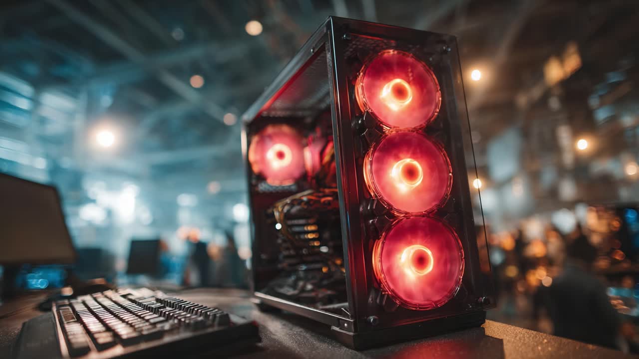 Showcasing a Stunning Gaming PC with Vibrant RGB Lighting in a Modern Setting, Perfectly Highlighting the Power of Custom-built Computers for Gamers and Enthusiasts