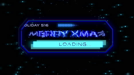 Merry-XMAS-on-digital-screen-with-HUD-elements-and-neon-grid