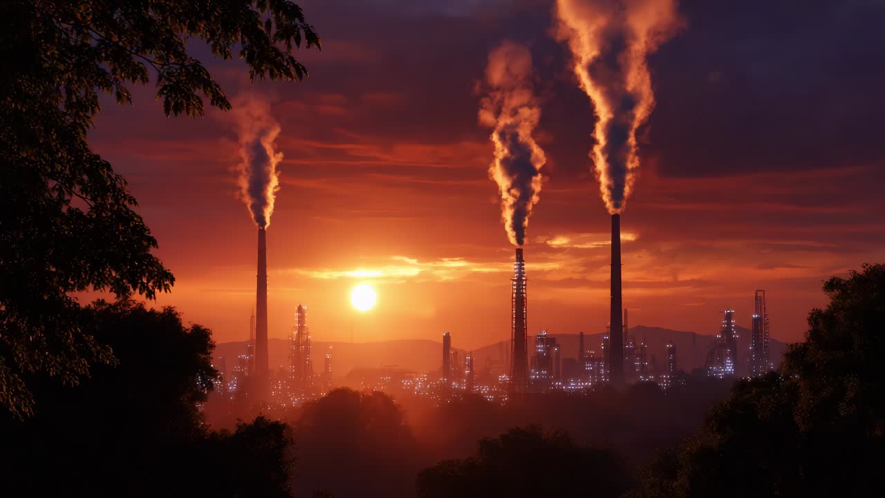 Industrial Landscape at Sunset