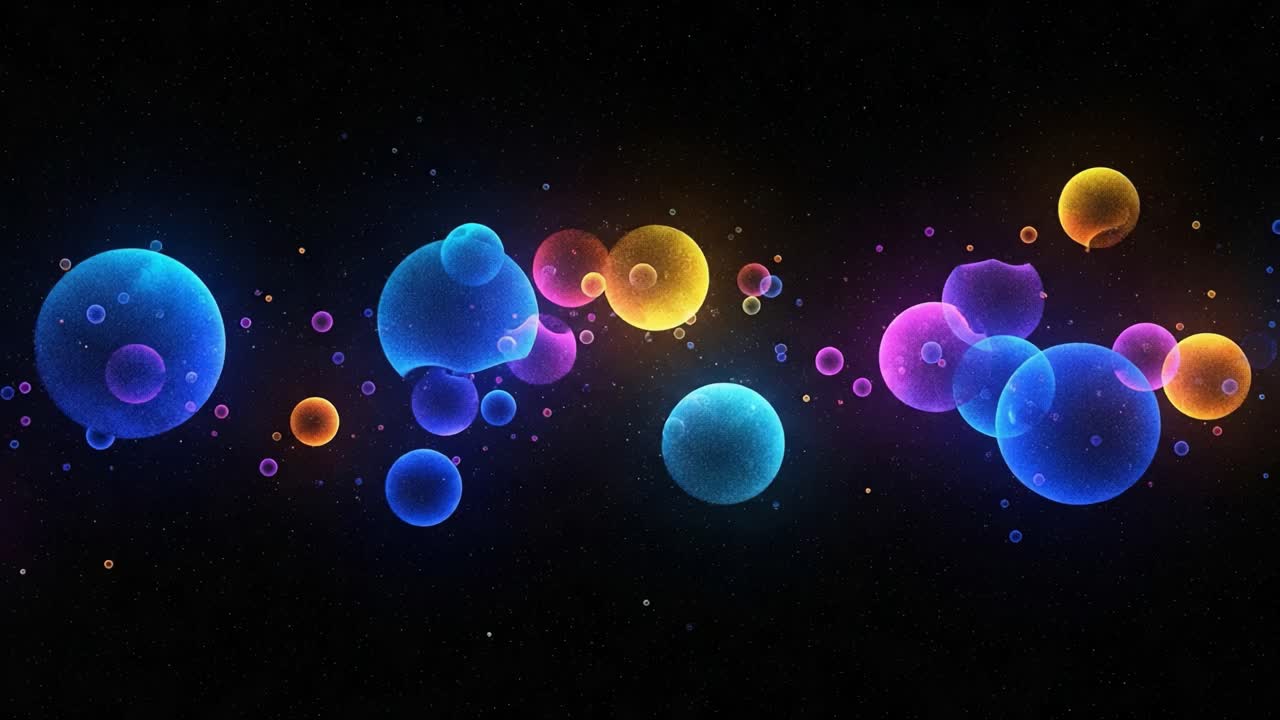 A Vibrant Display of Colorful Bubbles Dancing Through Space, Capturing the Essence of a Cosmic Symphony in This Enchanting Visual Journey