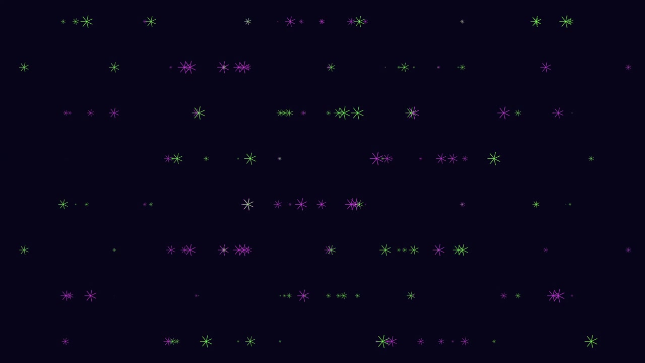 Starry night purple and green dots on a black background