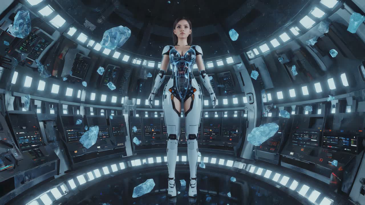 Cyborg in a Futuristic Space Station