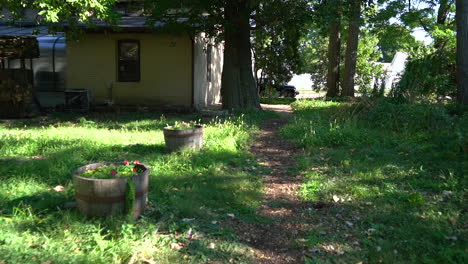 brick path outside in a park area