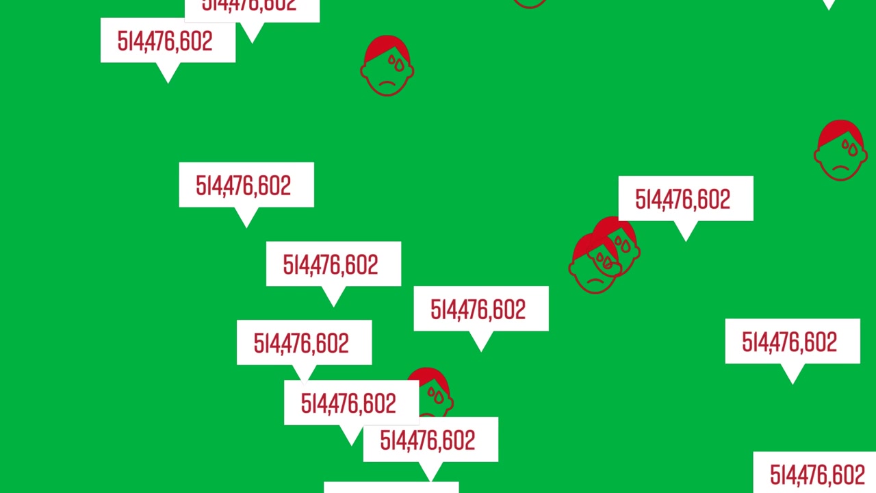 Animated Social Media Icons with Rising Counter Numbers on Green Screen