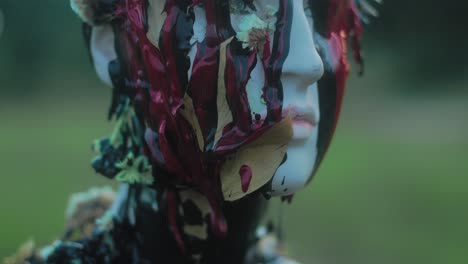 painted mannequin face in nature