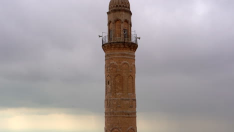 mardin ulu camii minaret on a hazy day over looking mezopotamia