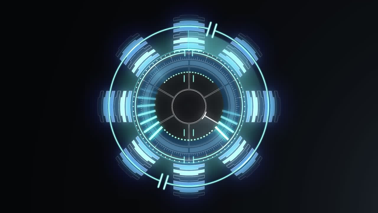Animation of scope scanning with clock over black background