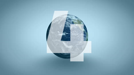 number 5 animation over rotating earth on blue background