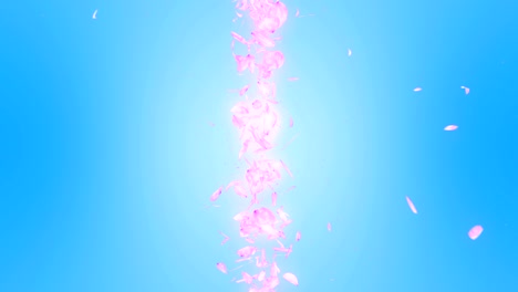 cherry blossom petals falling on blue background, loop glitter animation,