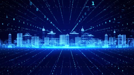 digital smart city and cloud computing using artificial intelligence loop background.