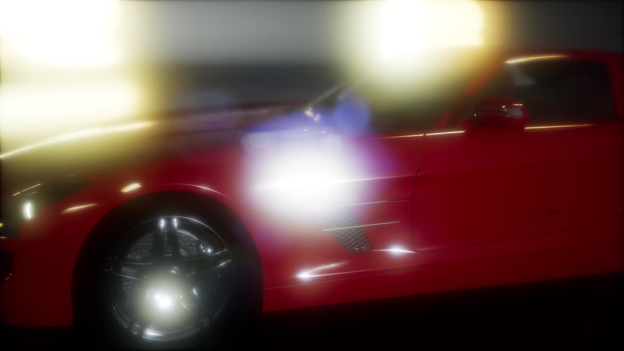 coche deportivo de lujo en un estudio oscuro con luces brillantes