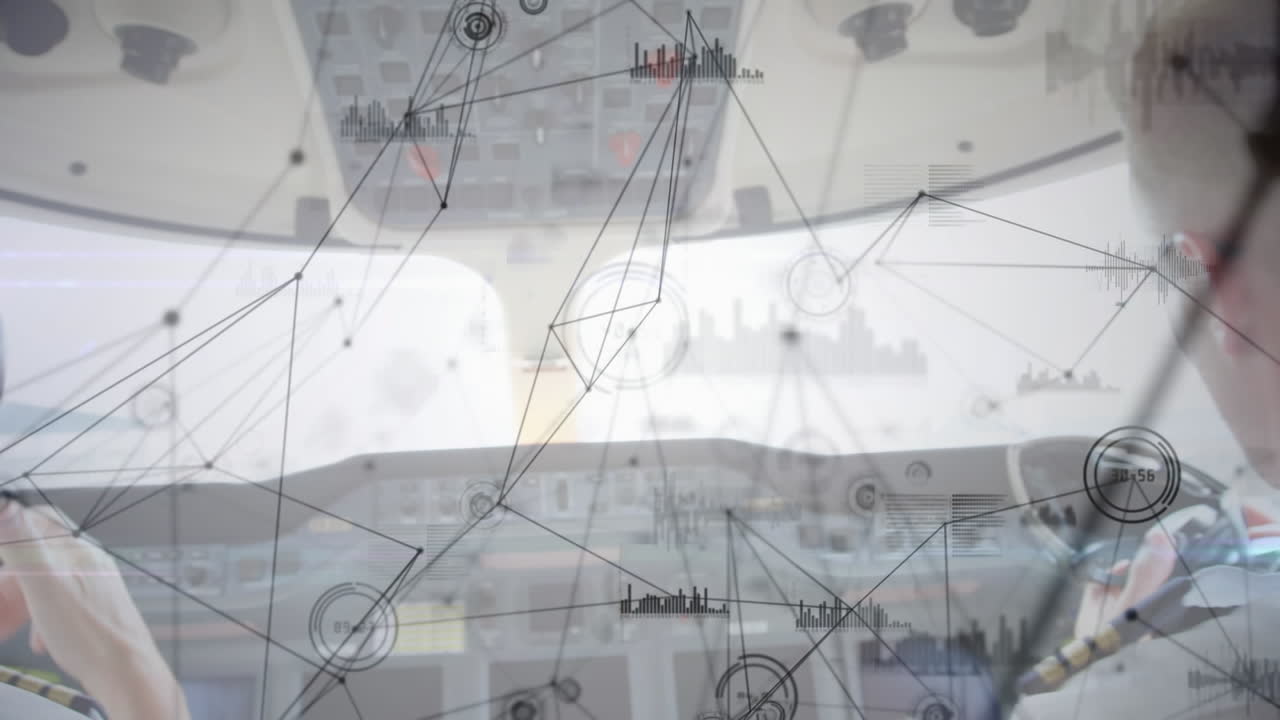 animación de la red global de conexiones vista desde la cabina del avión