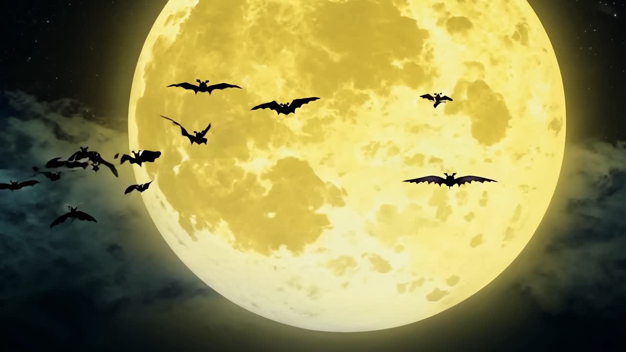 Pipistrelli di Halloween che volano intorno a una luna piena