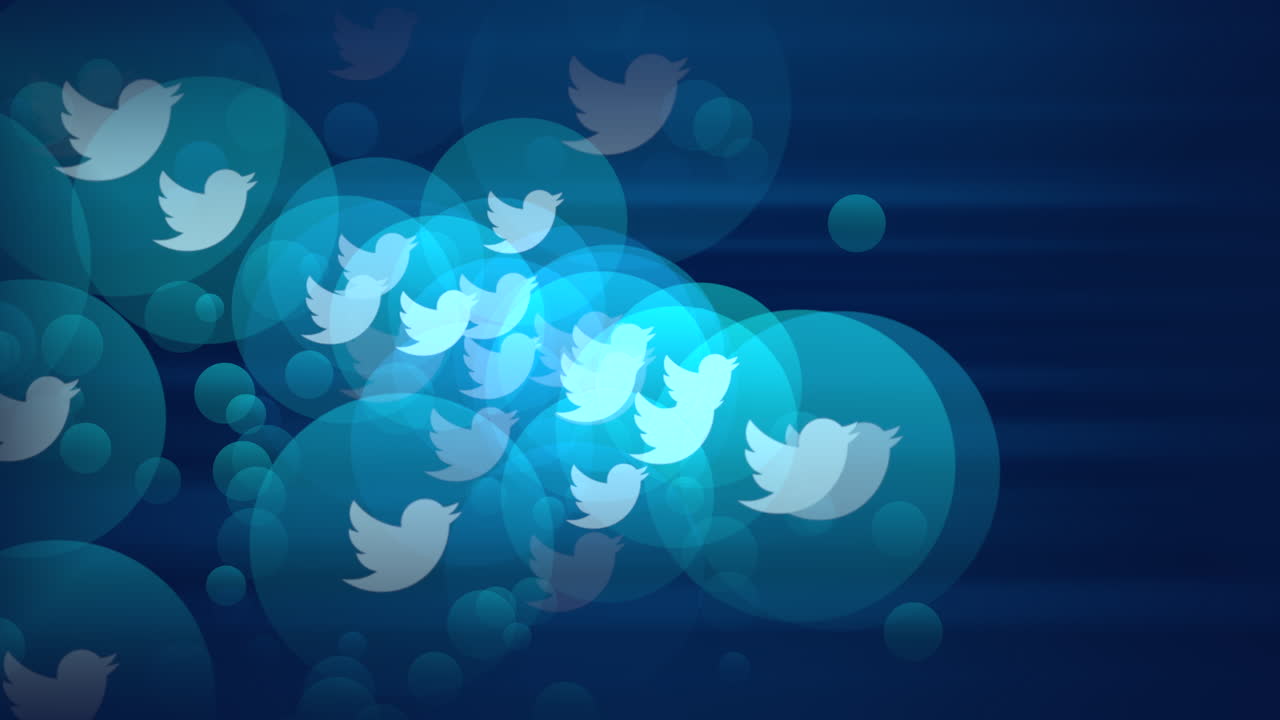 iconos de movimiento de animación de la red social de twitter en un fondo simple