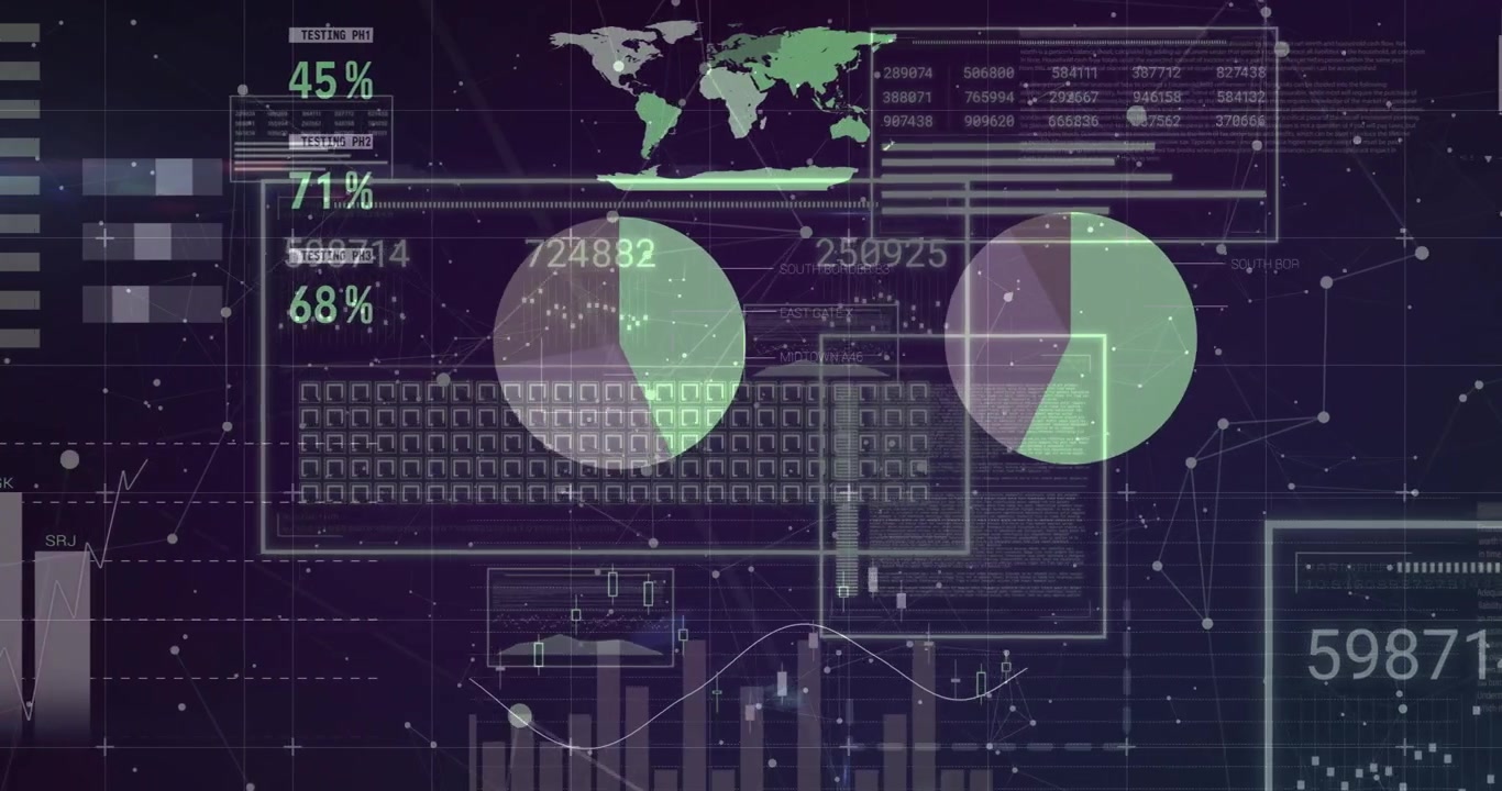 After node grid activation data panel sliding into view, updating tables and charts for analytics