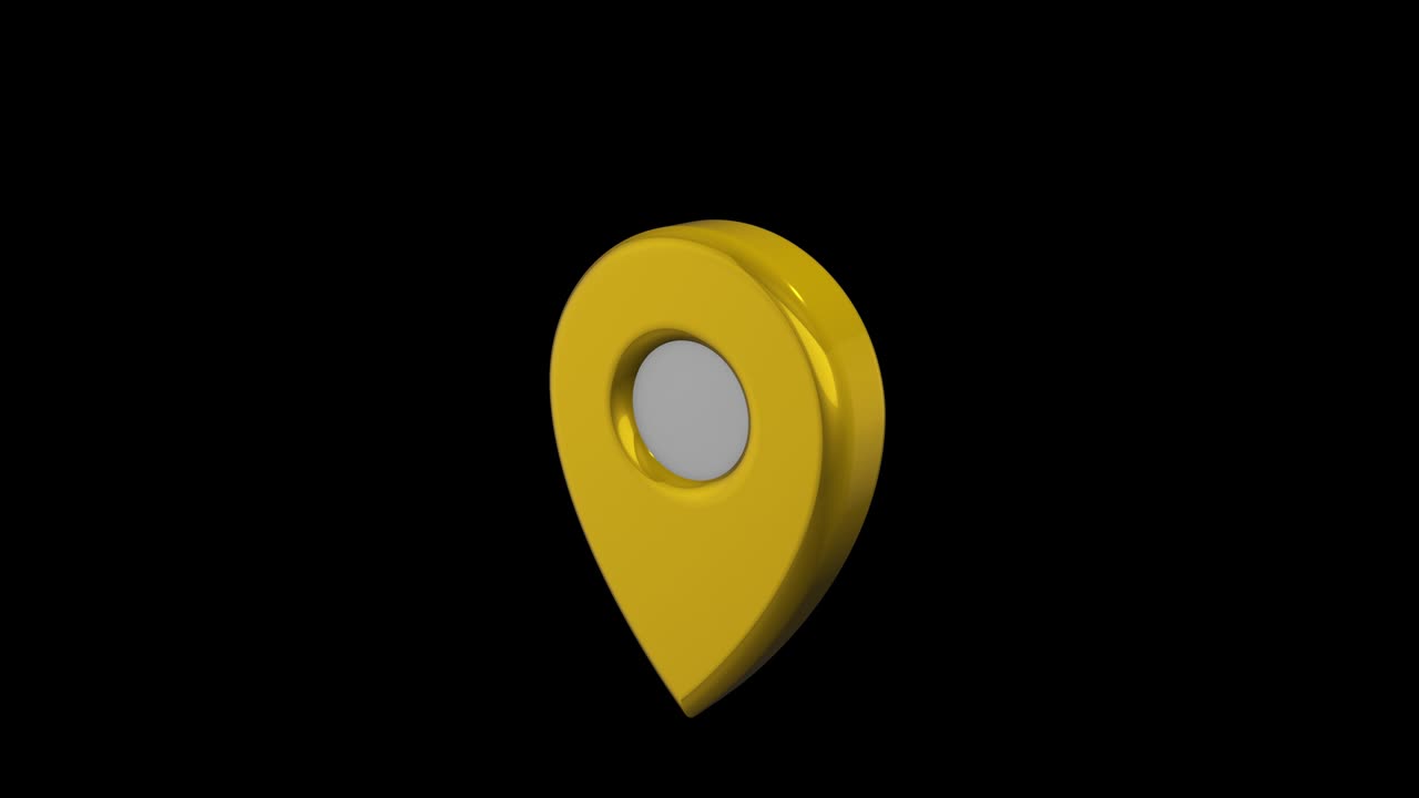 el puntero del mapa es de color amarillo. marca de geolocalización 3d. canal alfa