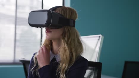 woman wearing vr headset