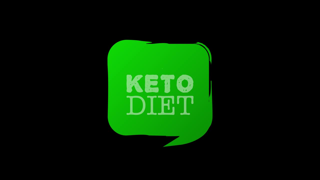 100 케토 다이어트 건강 유기농 채식 식품 선형 그룬지 로고 라벨과 태그 다른 디자인과 녹색. 손으로 그린 물체. 모션 그래픽.