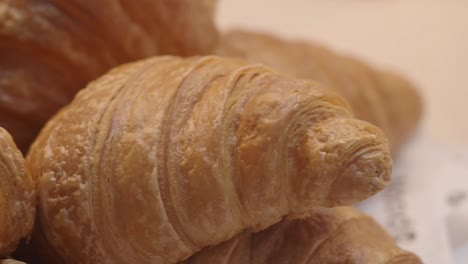close-up of golden croissants