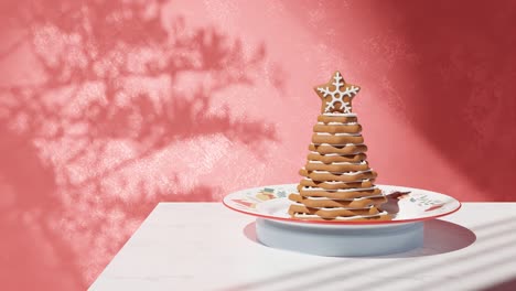 galletas de choco plato de comida pastel en fondo rojo suave aclarado