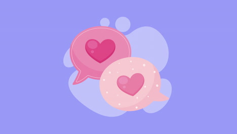 pink speech bubbles with hearts