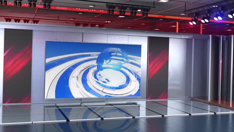 3d virtual news studio background, loop