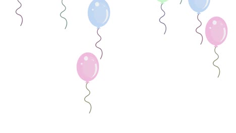 Multiple-balloons-flying-against-white-background