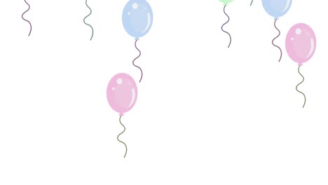 multiple balloons flying against white background