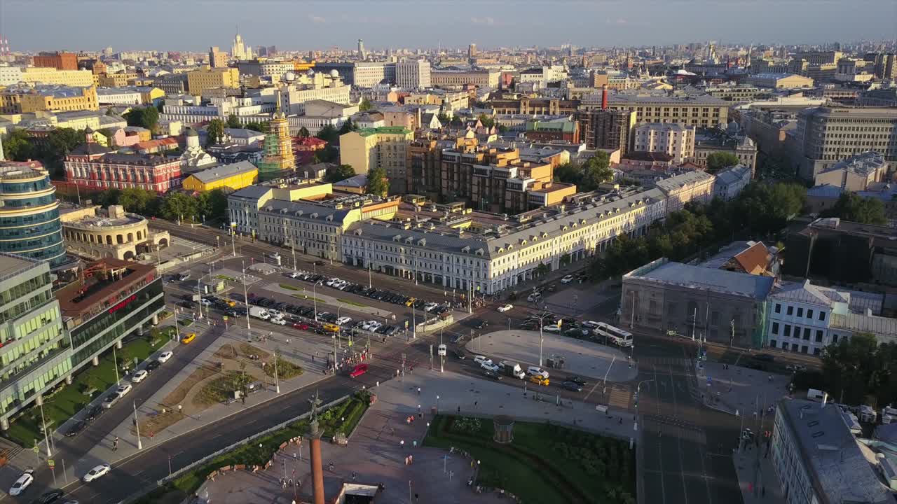 rusia día soleado centro de moscú paisaje urbano panorama aéreo 4k