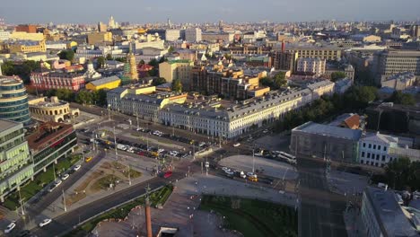 russia sunny day moscow center cityscape aerial panorama 4k