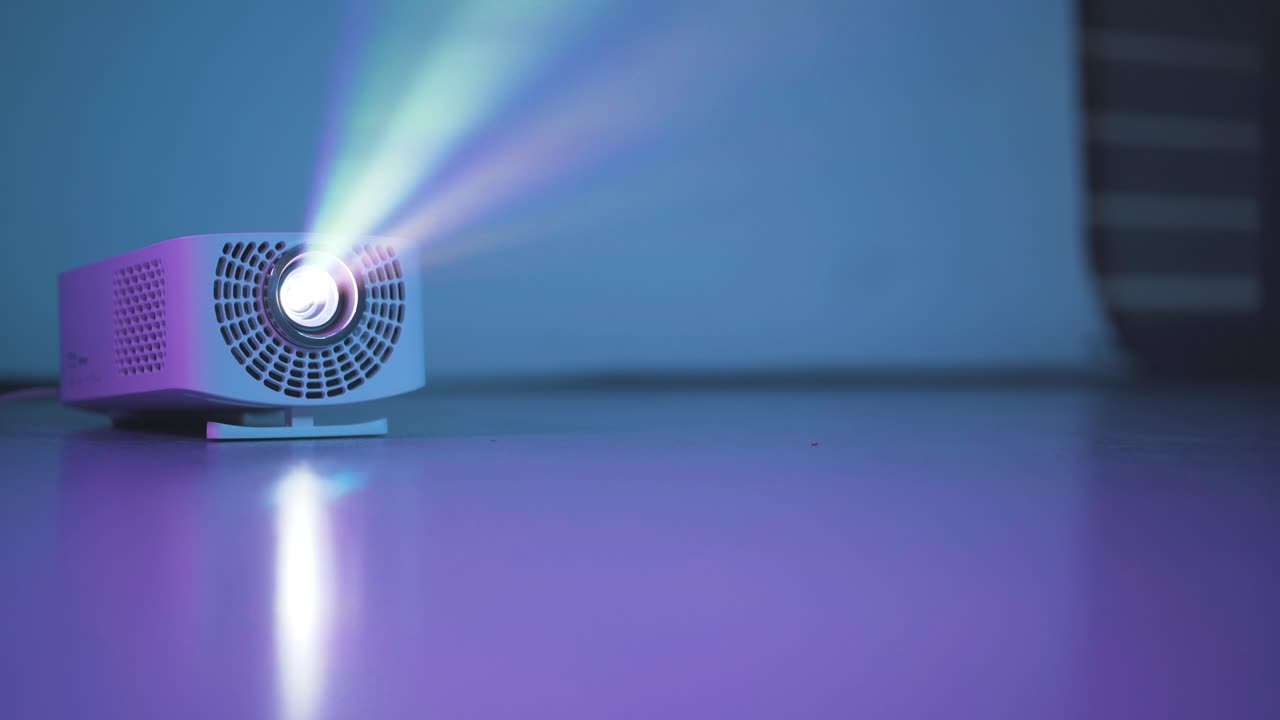 Projector on the ground projecting virtual reality