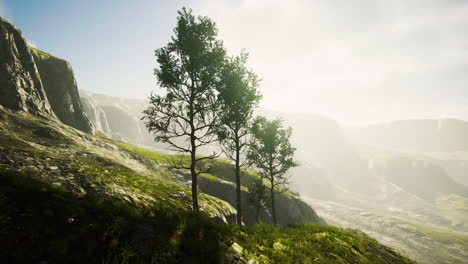 beautiful rocks with few trees at the daylight in nepal