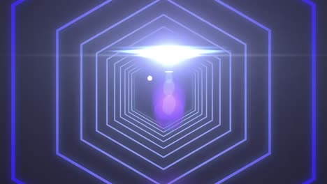 animación de luz brillante y túnel de neón hexagonal