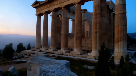 ancient temple ruins at sunrise/sunset