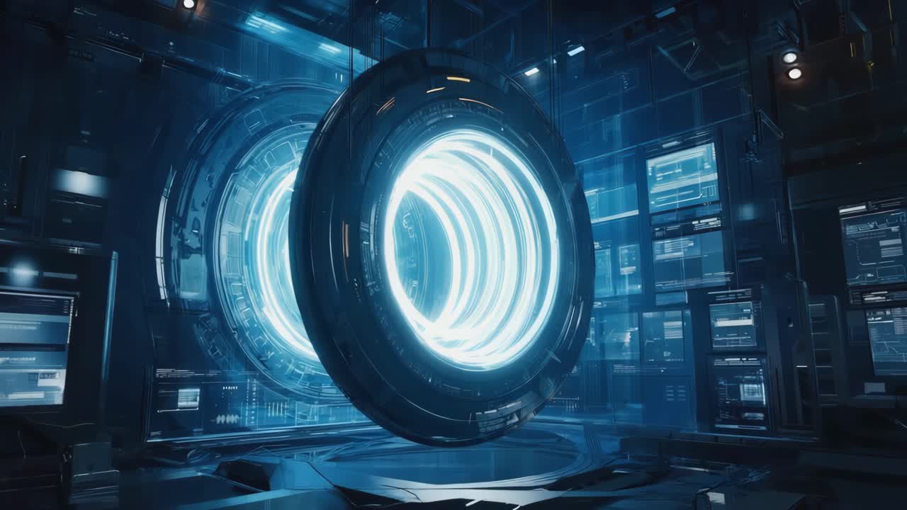 Futuristic Glowing Energy Core in a High-Tech Environment