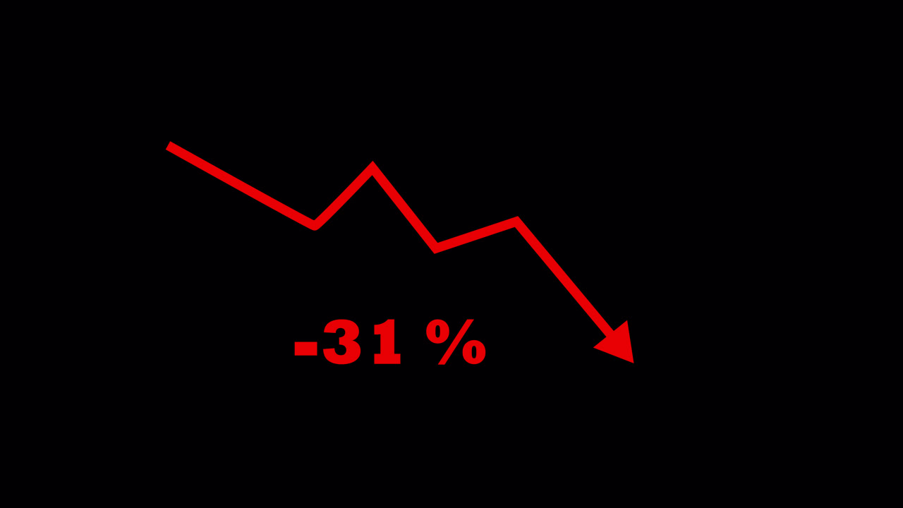 Animated Red Line Graph Showing Financial Loss and Decline