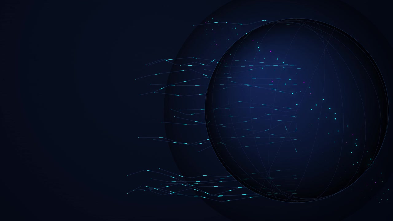 Abstract Digital Globe with Flowing Data Lines and Particles