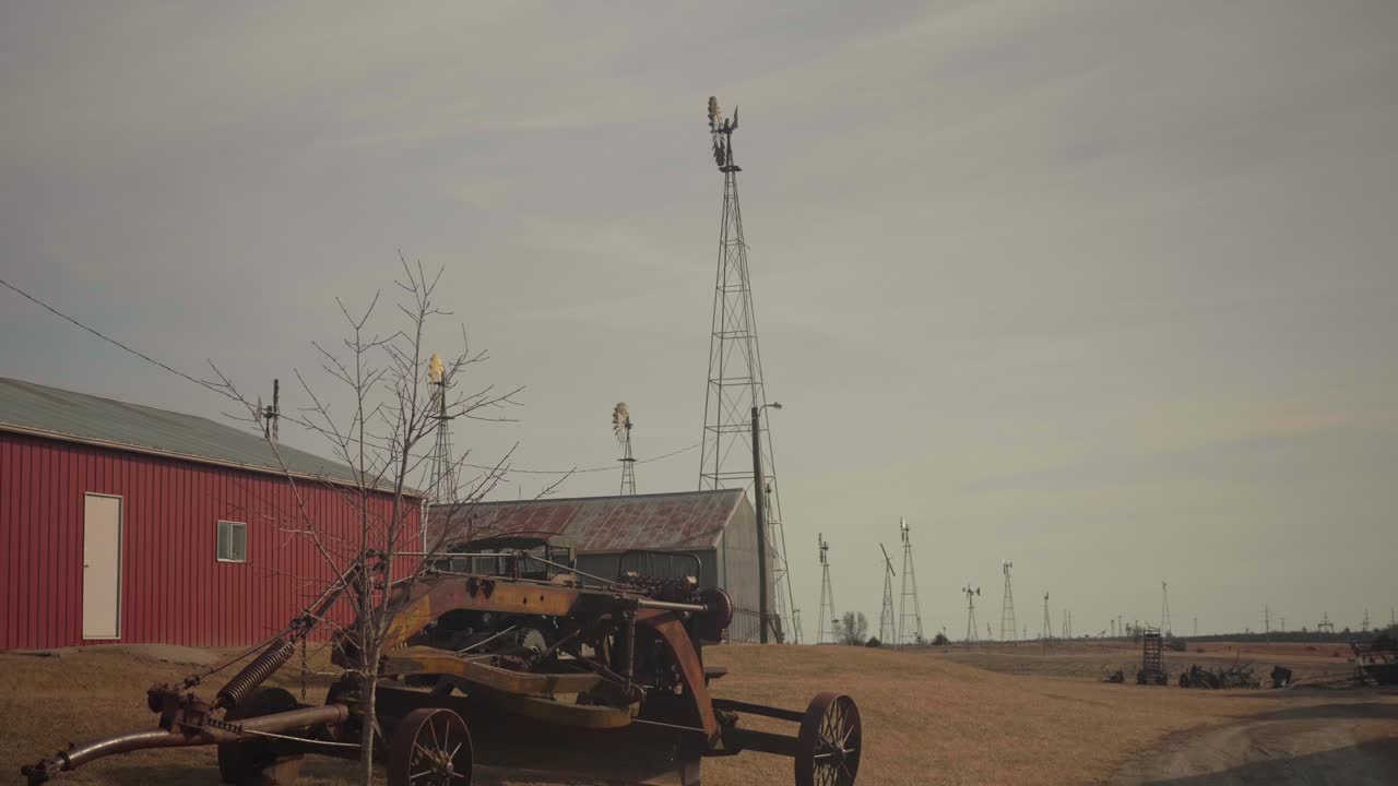 American Countryside Farm and Windmill Windpump Towers, Static View